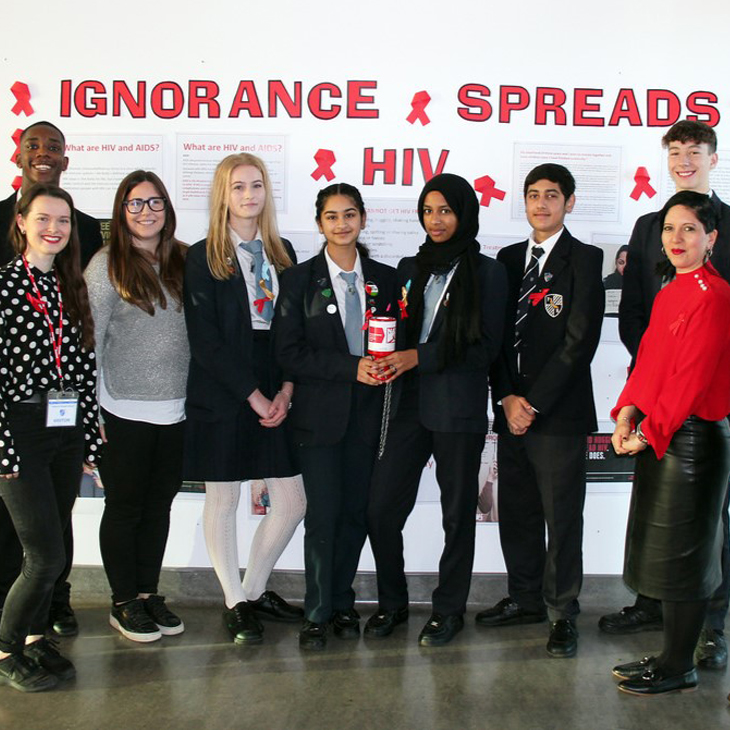 A photo of a school group who have raised money for NAT.